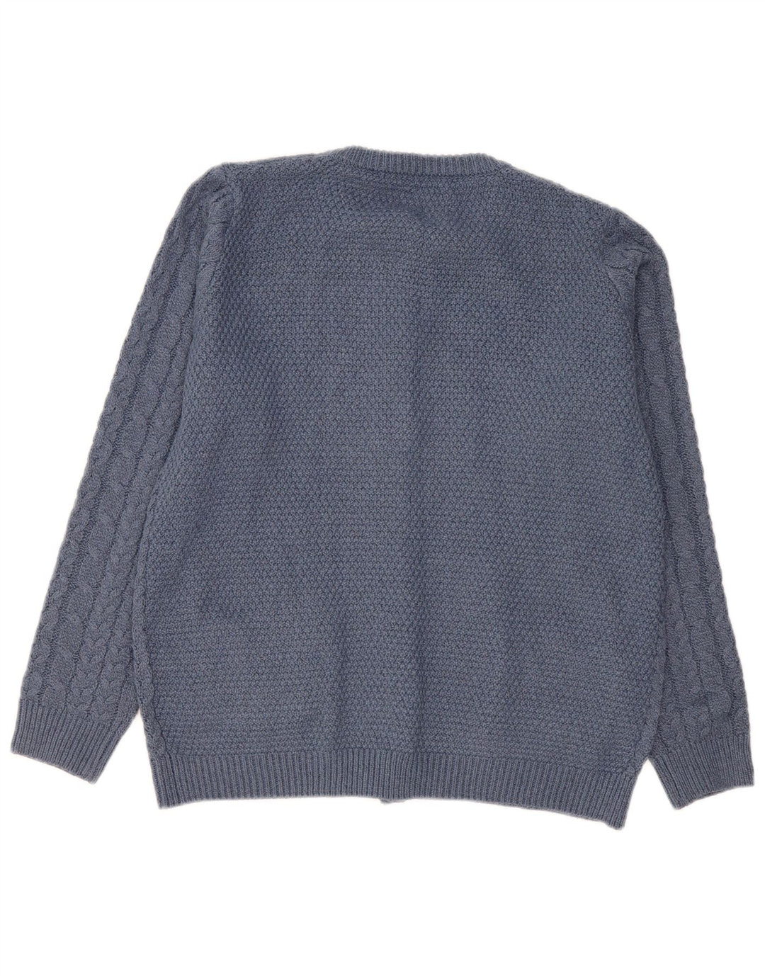 Vintage Damen Loose Fit Cardigan Pullover UK 14 Mittelblaues Polyester