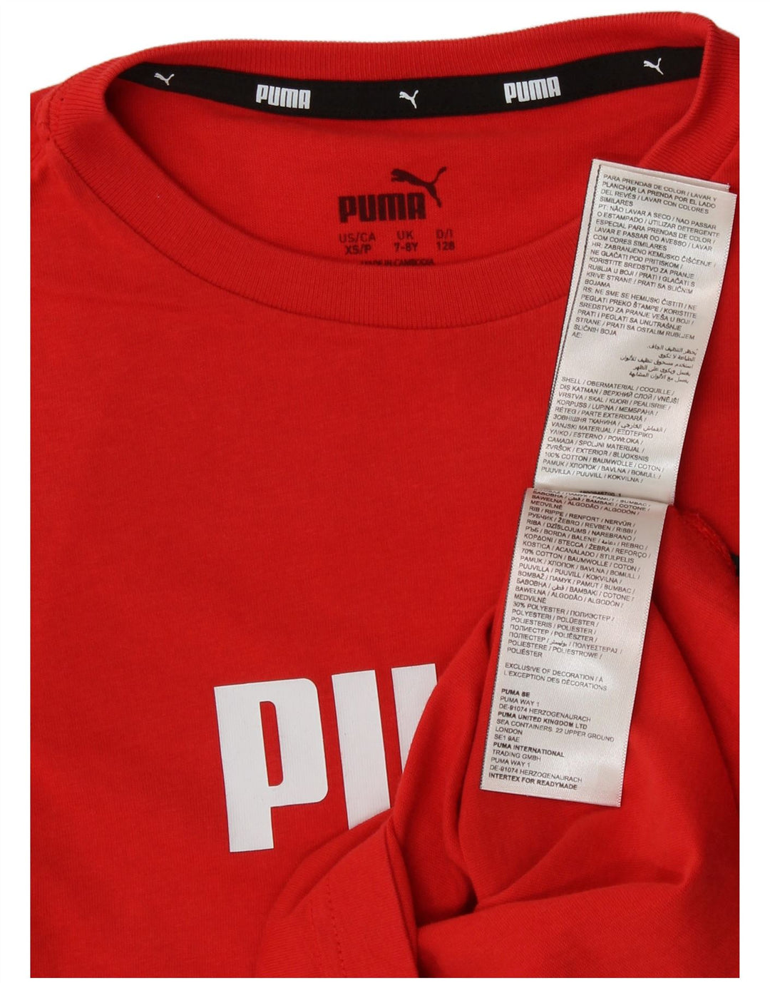 PUMA Boys Graphic T-Shirt Top 7-8 Years Red Cotton