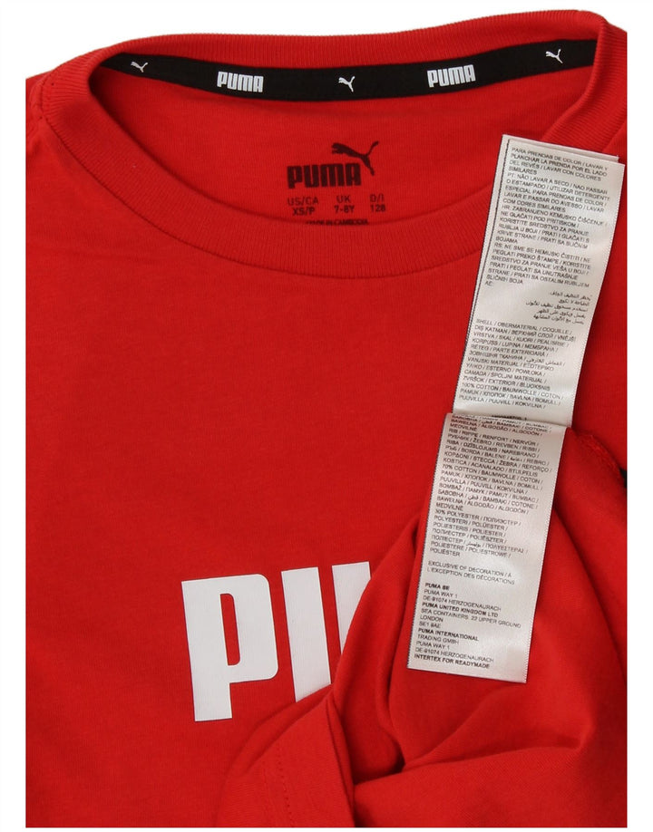 PUMA Boys Graphic T-Shirt Top 7-8 Years Red Cotton