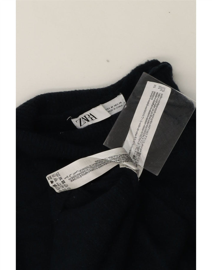 ZARA Womens Jumper Dress UK 12 Medium Navy Blue Acrylic Vintage Zara and Second-Hand Zara from Messina Hembry 