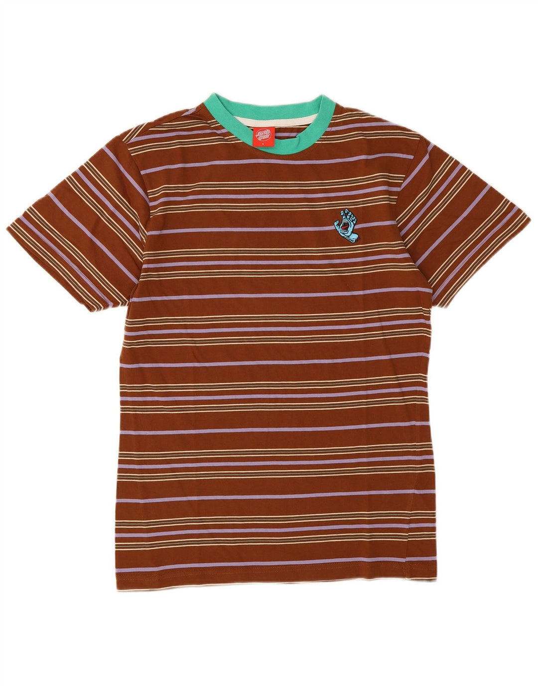 Santa Cruz Herren-T-Shirt-Oberteil, klein, braun gestreift