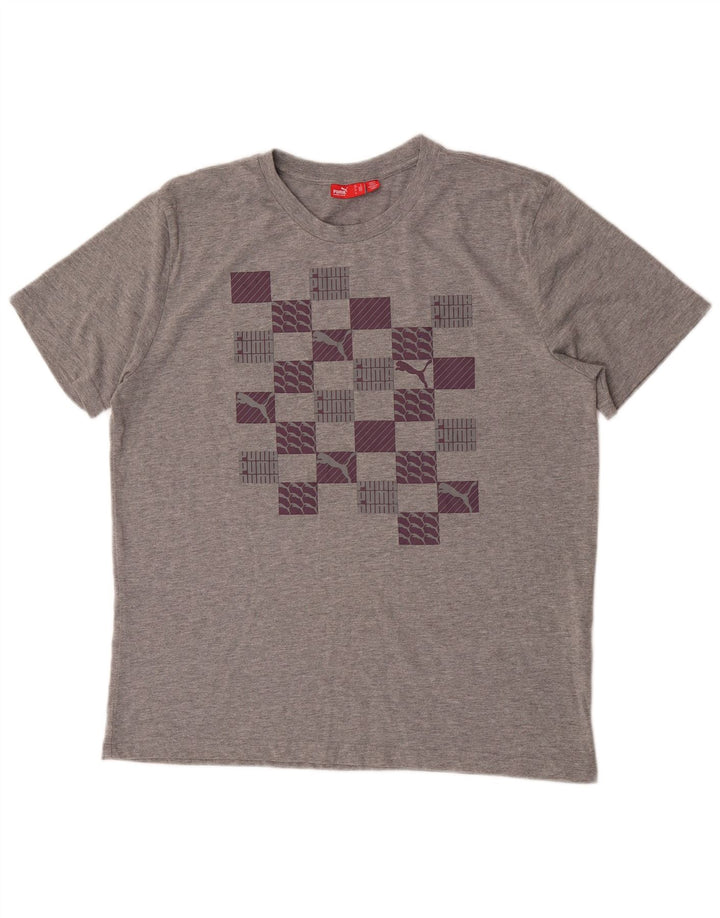 Puma Herren-T-Shirt mit Grafik, groß, grau gesprenkelte Baumwolle