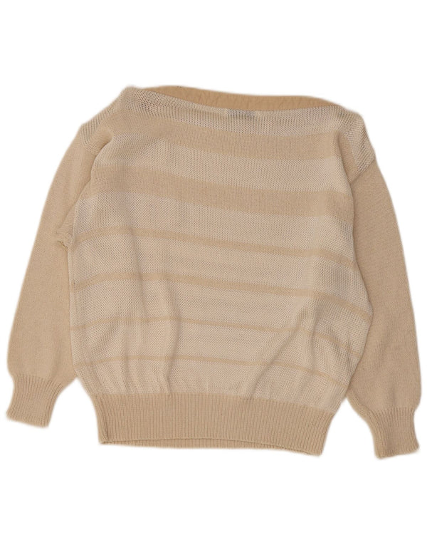 Sambucari Damen-Pullover mit U-Boot-Ausschnitt, UK 14, Mittelbeige gestreift