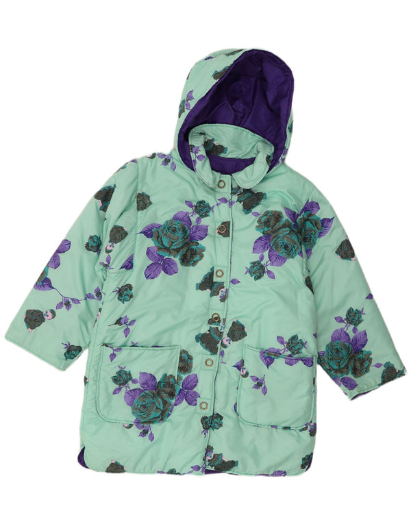Magil Wattierter Damenmantel mit Kapuze, UK 16, groß, grünes Blumenmuster, Polyester