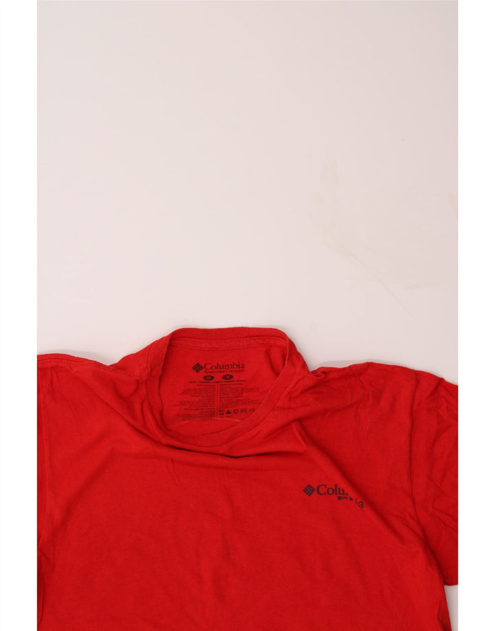 COLUMBIA Mens Graphic T-Shirt Top Medium Red Cotton Vintage Columbia and Second-Hand Columbia from Messina Hembry 