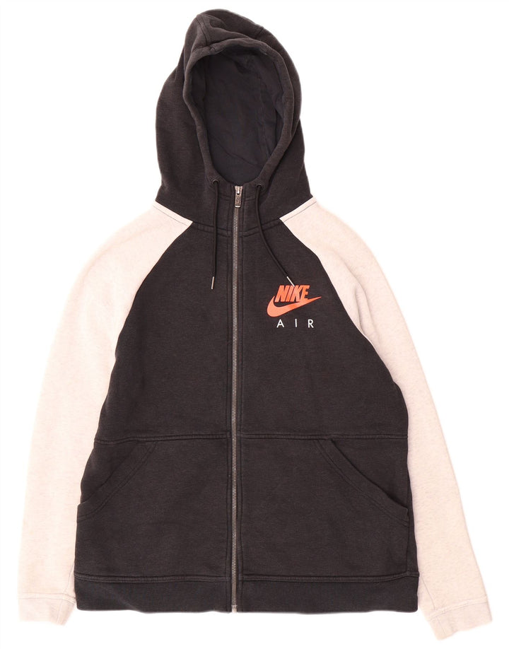 NIKE Herren-Kapuzenpullover mit grafischem Reißverschluss, Mittelschwarz, Baumwolle mit Blockfarben