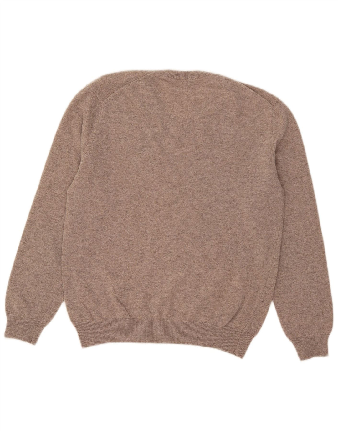 Benetton Herren-Pullover mit V-Ausschnitt, kleine beige Wolle