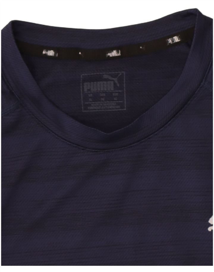Puma Herren T-Shirt Top XL Marineblau gestreift