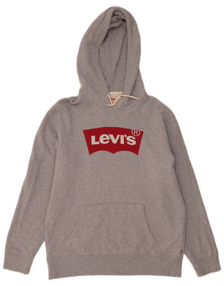 Levi's Herren-Kapuzenpullover mit Grafik, mittelgrau gesprenkelte Baumwolle