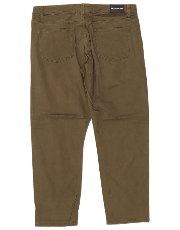 CALVIN KLEIN Damen Tapered Cropped-Hose US 12 Large W34 L26 Khaki