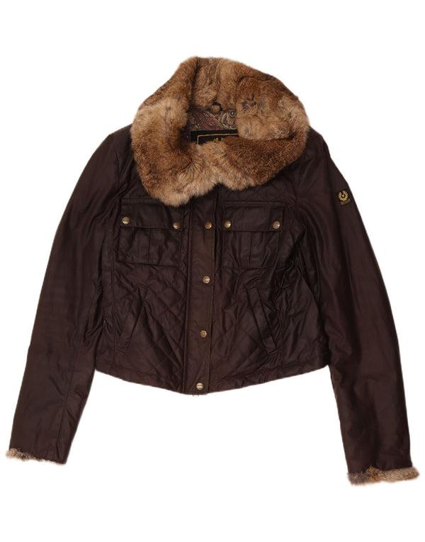 Belstaff Damen Crop Quilted Jacket IT 44 Mittelbraune Baumwolle