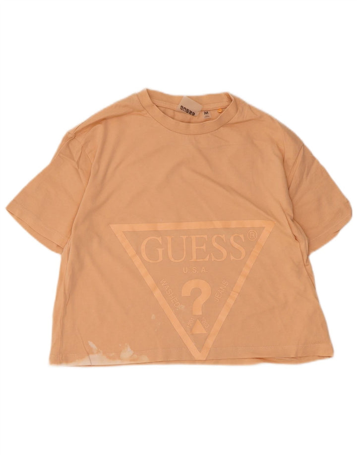 Guess Damen Crop Graphic T-Shirt Top UK 12 Medium Orange