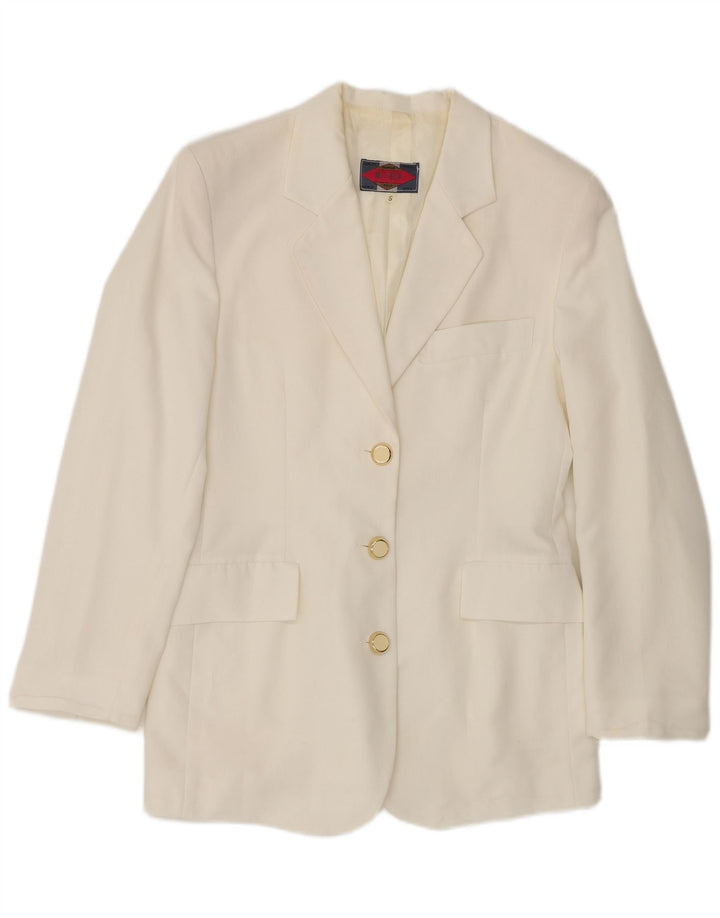 Wit Boy Damen-Blazer mit 3 Knöpfen, Gr. 10, Größe S, cremefarbenes Polyester