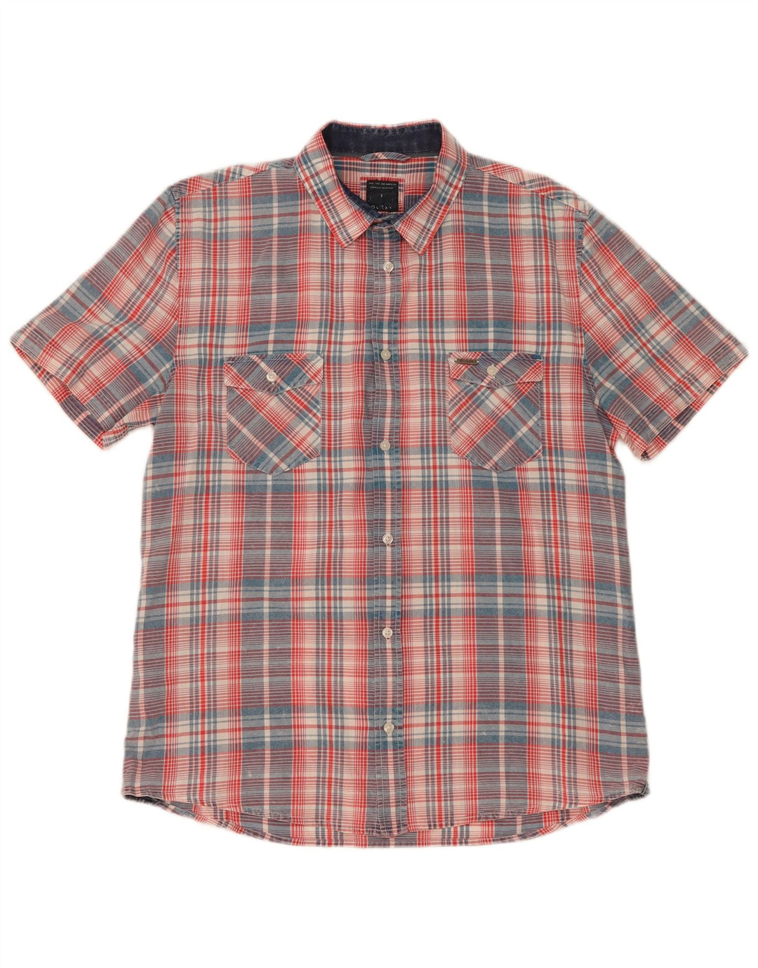 Guess Herren-Kurzarmhemd XL, mehrfarbig, kariert, Baumwolle