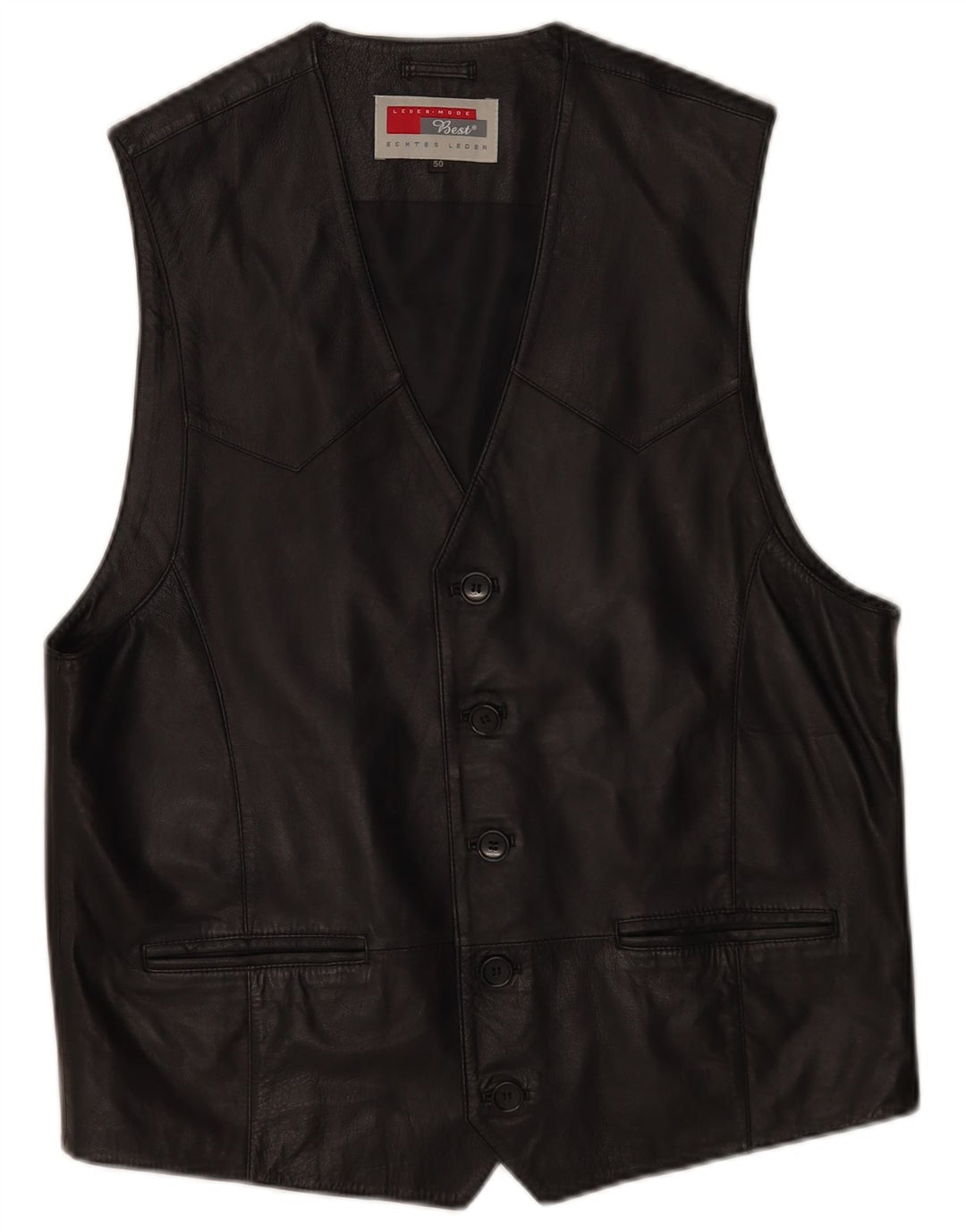 Vintage Herren Lederweste EU 50 Mittelschwarzes Leder