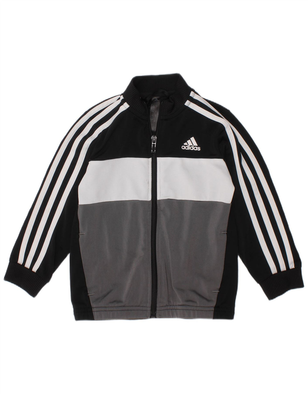 Adidas Jungen-Trainingsanzug-Top-Jacke, 3–4 Jahre, schwarzes Colourblock-Polyester