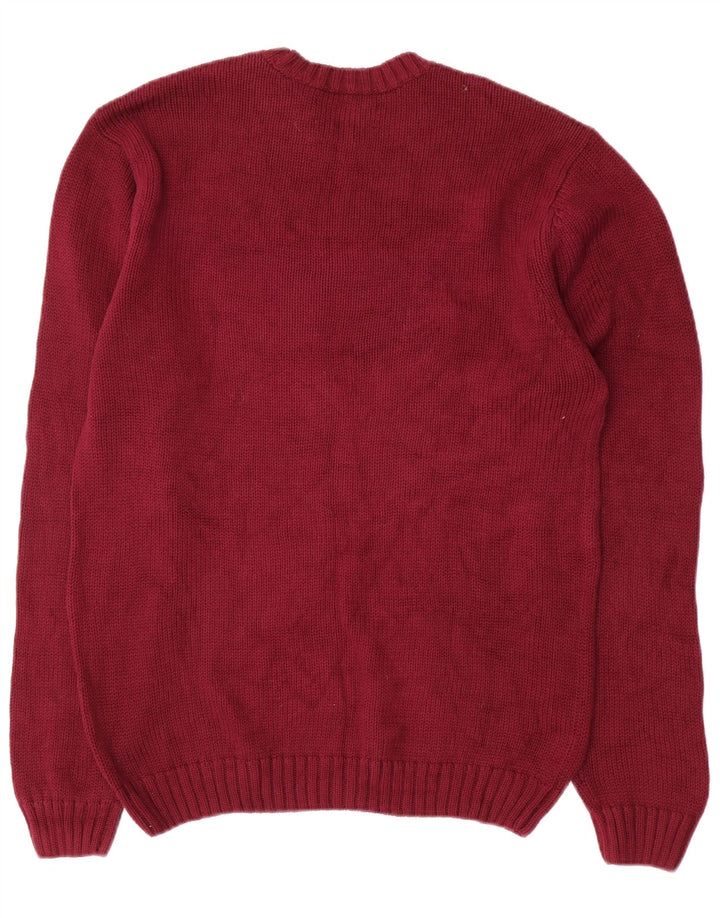 Chaps Herren-Pullover mit Rundhalsausschnitt, Größe S, Burgunderrot
