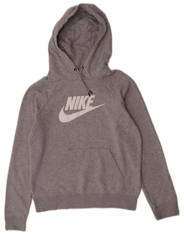 Nike Womens Graphic Oversized Hoodie Pullover UK 10 Small Graue Baumwolle