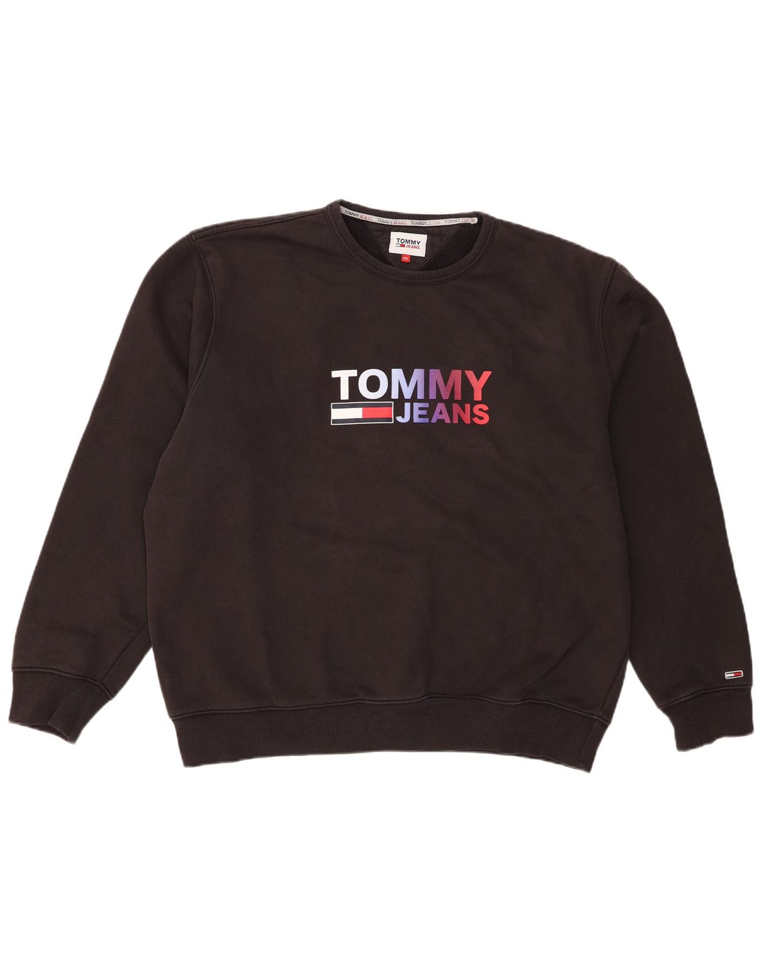 Tommy Hilfiger Herren-Sweatshirt mit Grafik, 2XL, schwarze Baumwolle