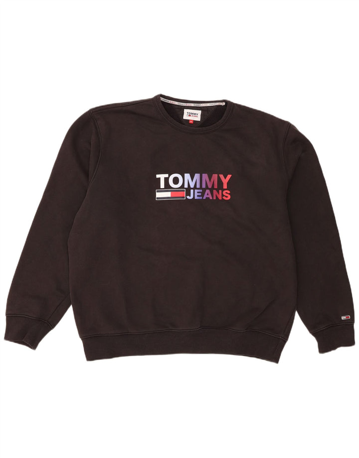 Tommy Hilfiger Herren-Sweatshirt mit Grafik, 2XL, schwarze Baumwolle
