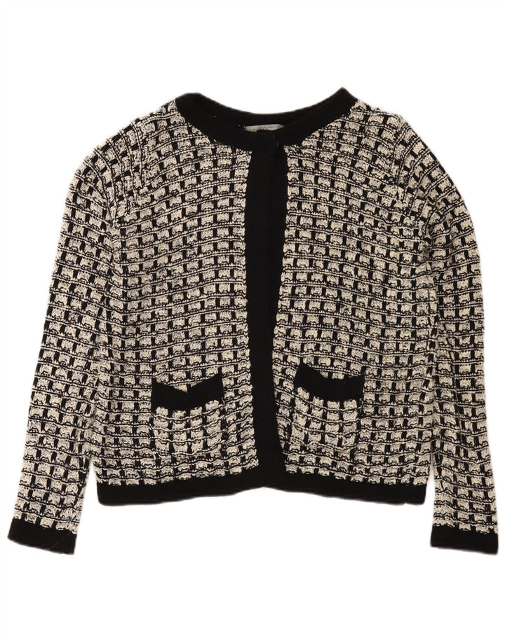 Marks & Spencer Damen-Cardigan-Pullover UK 12 Mittelschwarz karierte Baumwolle