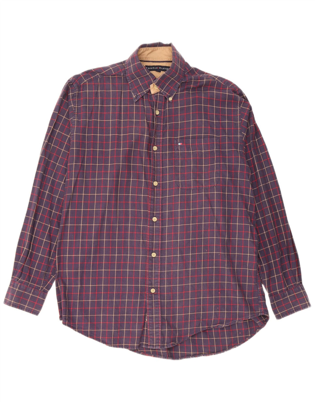Tommy Hilfiger Herren-Flanellhemd, klein, marineblau, kariert, Baumwolle