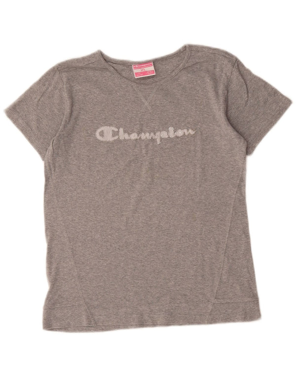 Champion T-Shirt-Oberteil für Mädchen mit Grafik, 13–14 Jahre, XL, grau gesprenkelte Baumwolle