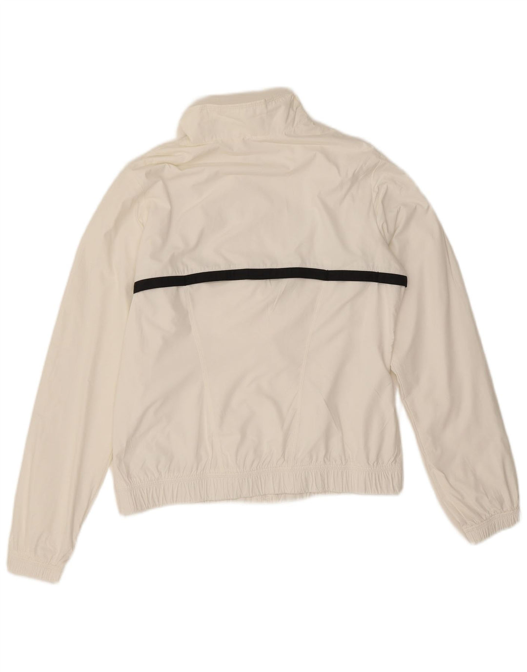 Nike Damen-Trainingsanzug-Top-Jacke UK 14 Mittelweißes Colourblock-Polyester