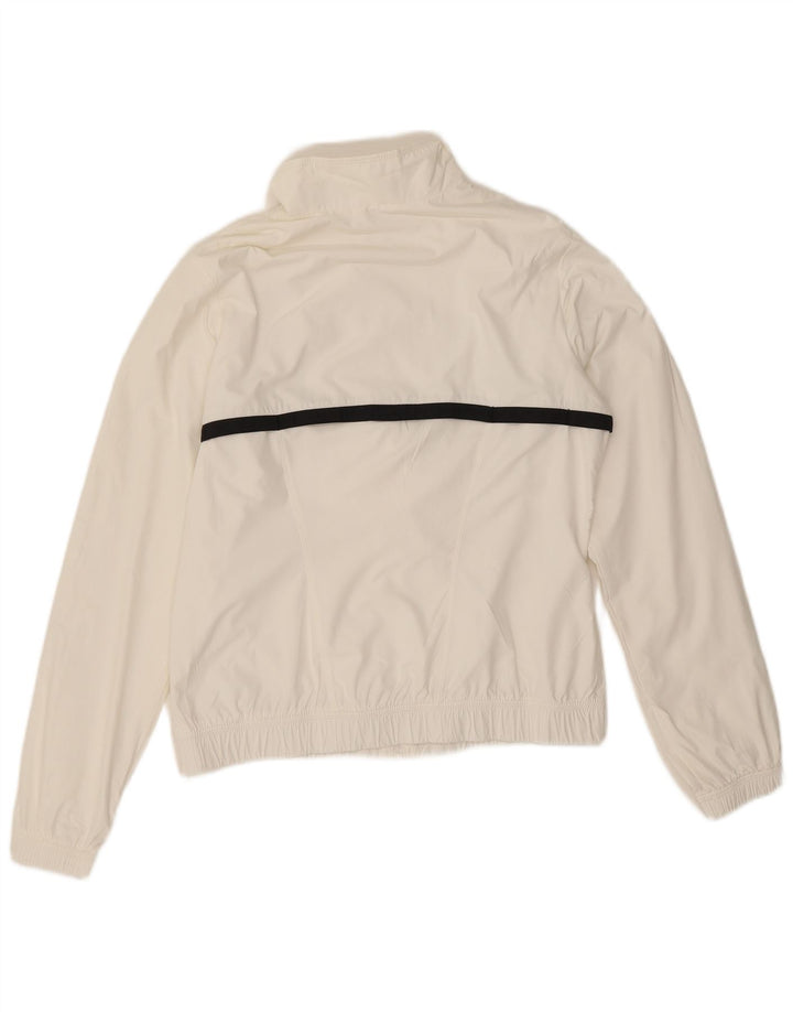 Nike Damen-Trainingsanzug-Top-Jacke UK 14 Mittelweißes Colourblock-Polyester