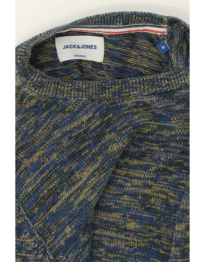 JACK & JONES Mens Crew Neck Jumper Sweater Small Blue Cotton Vintage Jack & Jones and Second-Hand Jack & Jones from Messina Hembry 
