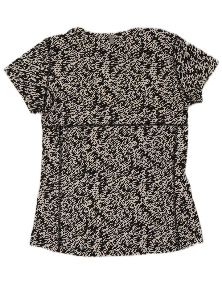 Nike Damen Dri Fit T-Shirt Top UK 6 XS Schwarz geflecktes Polyester