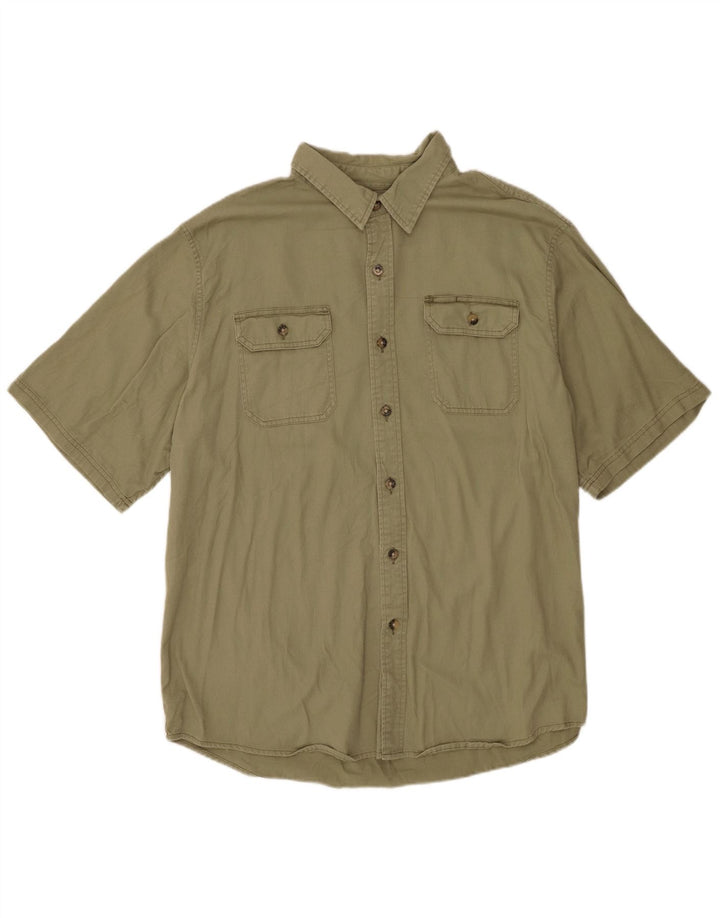 Wrangler Herren Kurzarmhemd XL Khaki Baumwolle