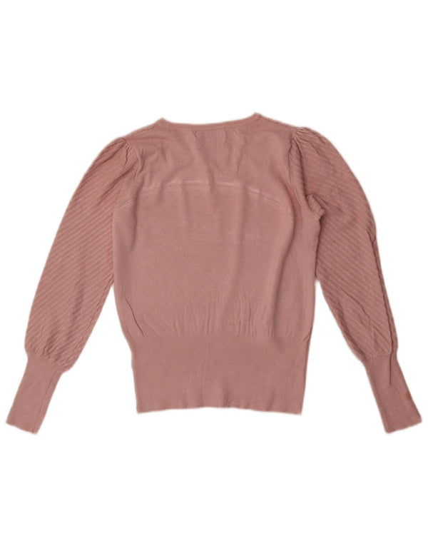 Marks & Spencer Damen-Pullover mit U-Boot-Ausschnitt, Gr. 10, klein, rosa gestreift