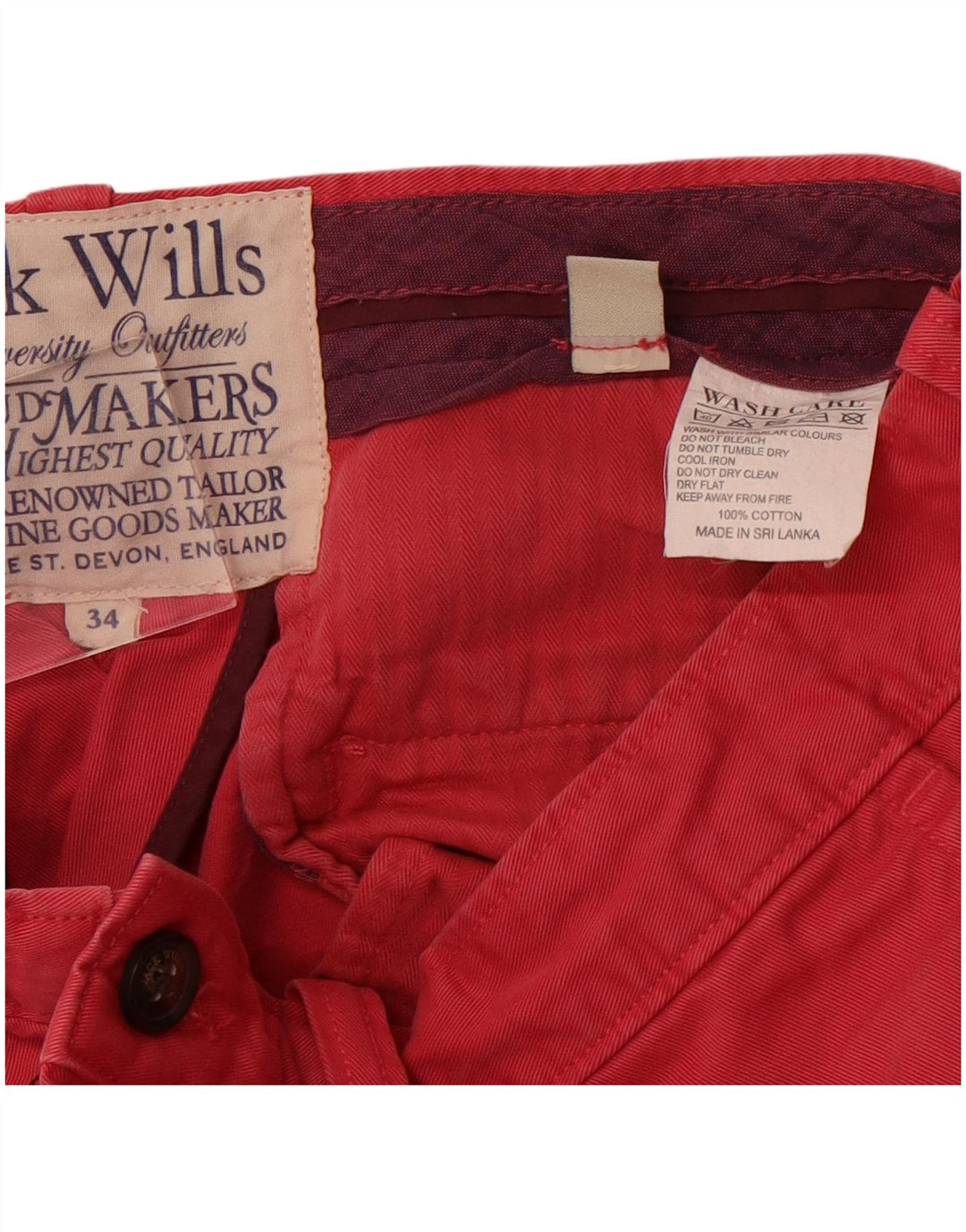 Jack Wills Herren-Chinoshorts W34, Größe L, rosa, Baumwolle