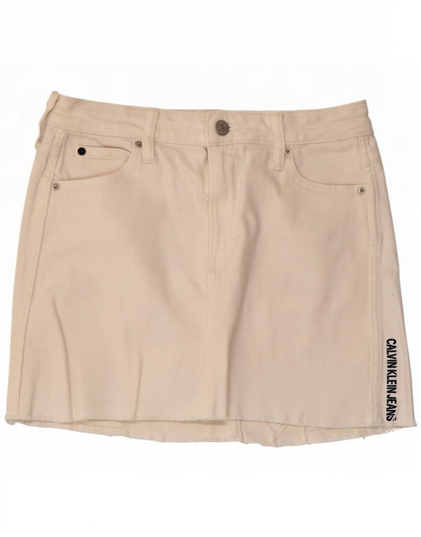 Calvin Klein Jeans Damen Graphic Minirock W26 Small Weiße Baumwolle