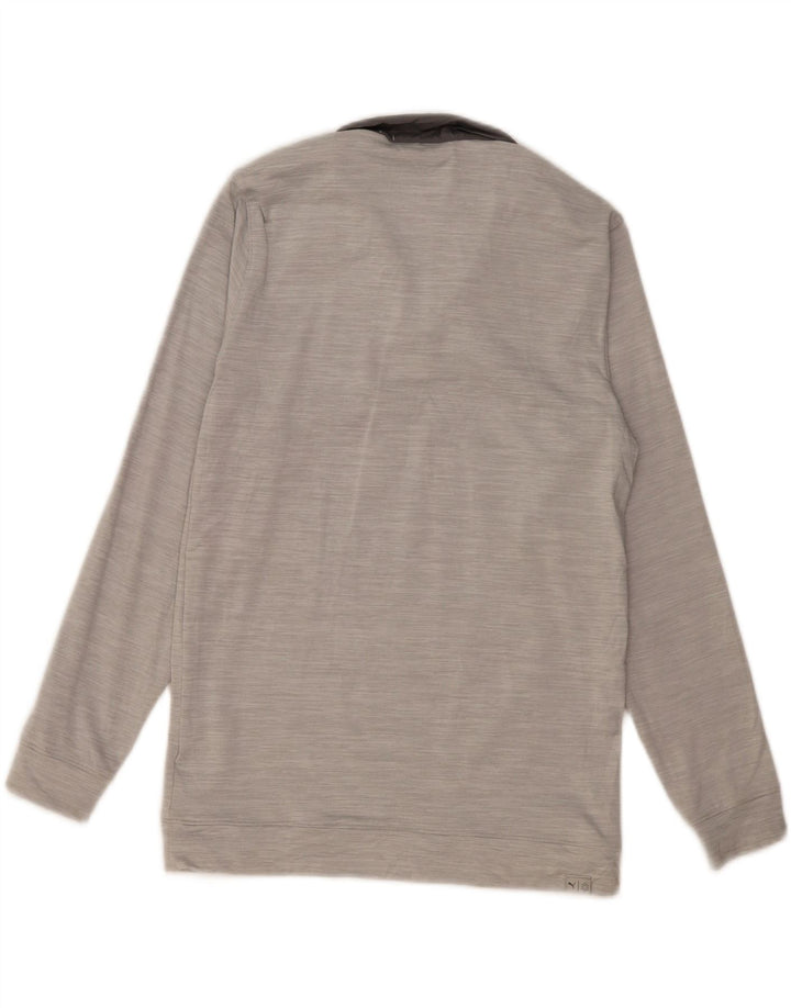PUMA Herren-Sweatshirt mit Reißverschluss am Hals, klein, grau, Farbblock-Polyester