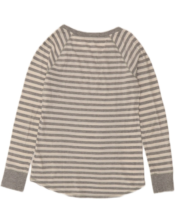 Gap Damen Top Langarm UK 6 XS Grau gestreift Baumwolle
