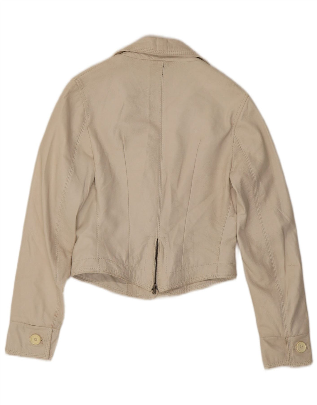 NADINE Damen 3-Knopf-Lederblazerjacke UK 10 Kleines weißes Leder