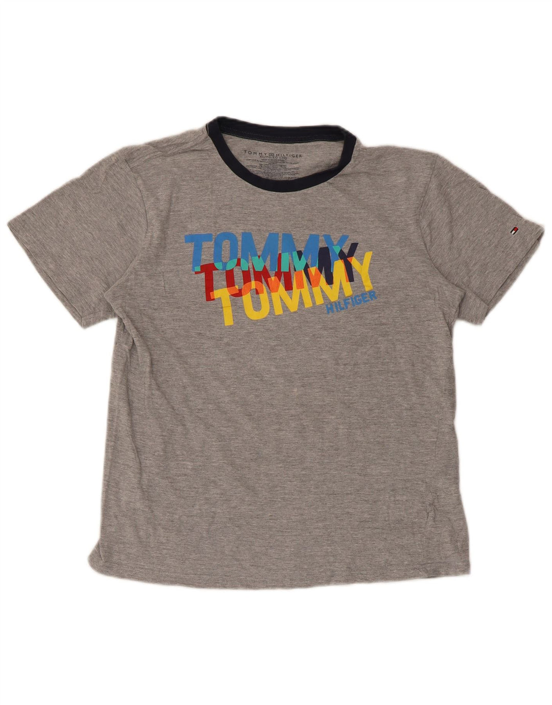 Tommy Hilfiger Grafik-T-Shirt für Jungen, 15–16 Jahre, XL, graue Baumwolle