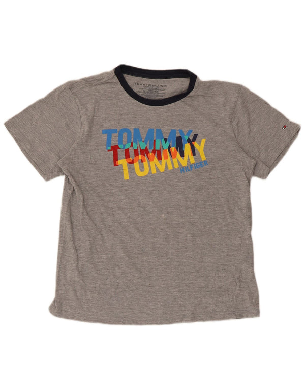 Tommy Hilfiger Grafik-T-Shirt für Jungen, 15–16 Jahre, XL, graue Baumwolle