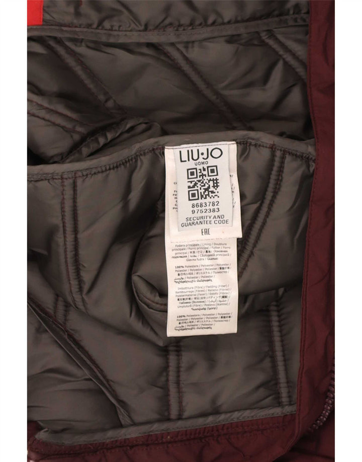 Liu Jo Herren-Jacke mit Kapuze, gepolstert, UK 38, mittleres Burgunderrot, Polyester