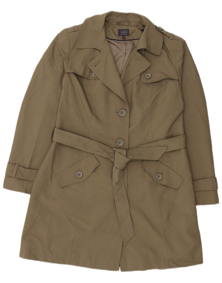 Marks & Spencer Damen Trenchcoat UK 14 Large Khaki Polyester