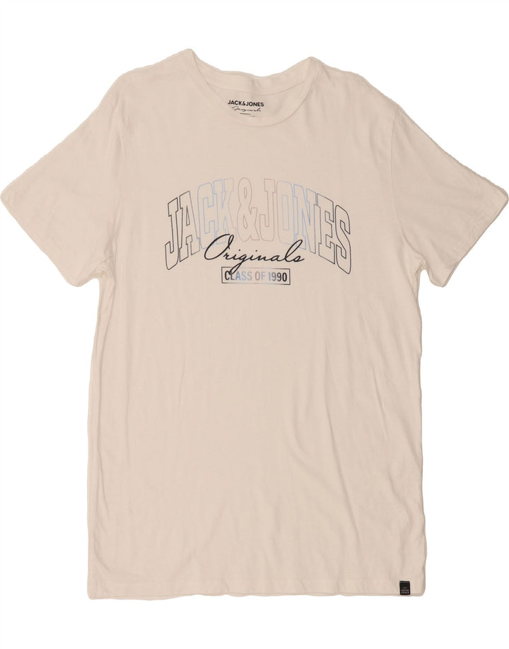 JACK & JONES Mens Graphic T-Shirt Top Large White Cotton Vintage Jack & Jones and Second-Hand Jack & Jones from Messina Hembry 