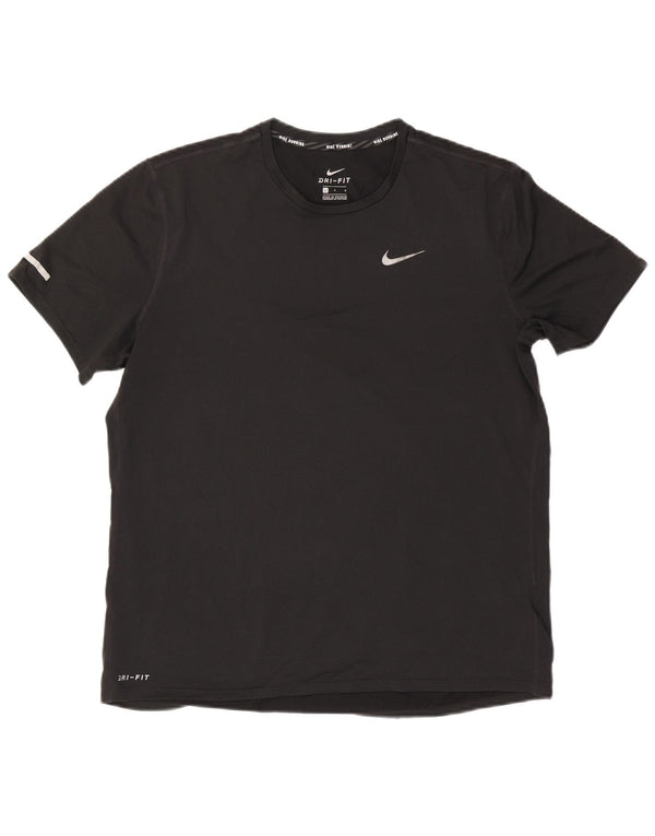 Nike Herren Dri Fit T-Shirt Top Large Schwarz Polyester