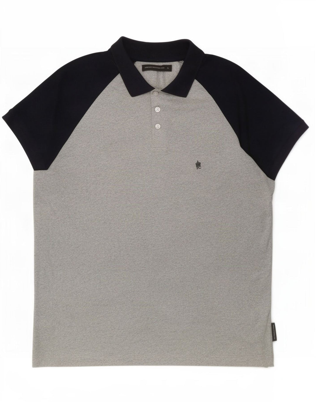 French Connection Herren-Poloshirt XL, graues Colourblock-Polyester