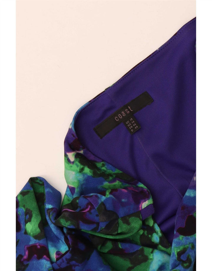 Coast Damen-Etuikleid mit abstraktem Muster und 3/4-Ärmeln, Gr. 18, XL, Blau
