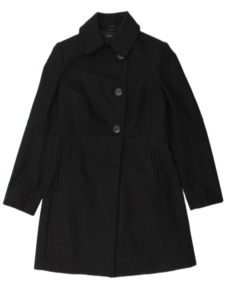 Benetton Damen Mantel IT 42 Mittelschwarze Wolle