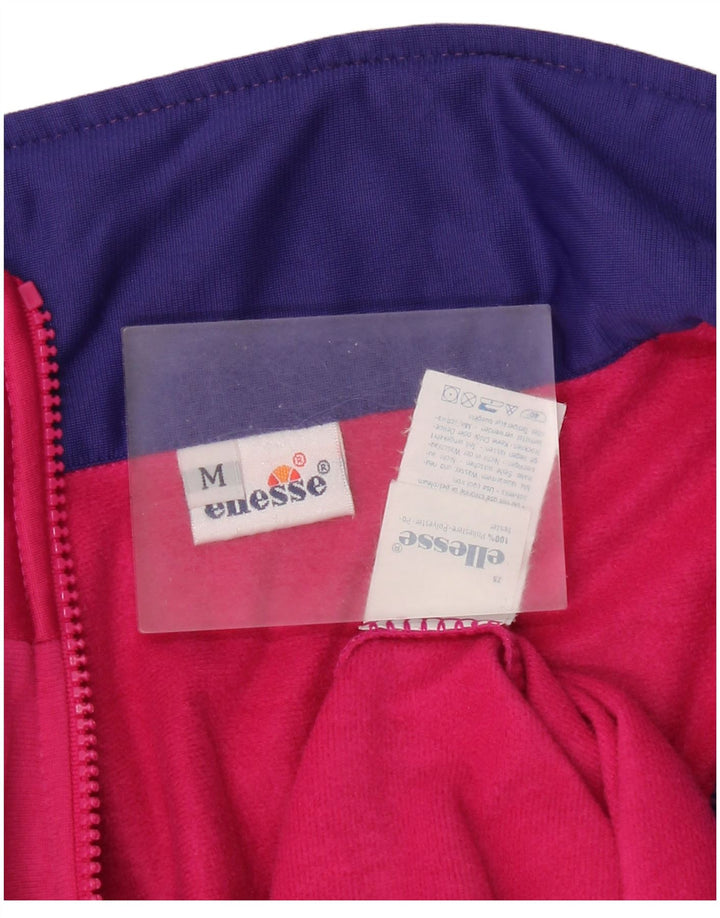 Ellesse Damen-Trainingsanzug-Top-Jacke, UK 14, mittelrosa, Farbblock-Retro
