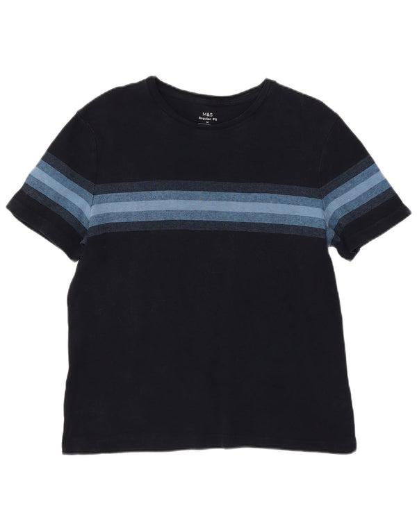 Marks & Spencer Damen T-Shirt Top UK 14 Mittel Marineblau gestreift