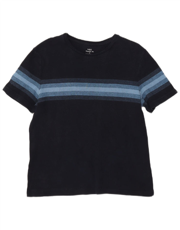 Marks & Spencer Damen T-Shirt Top UK 14 Mittel Marineblau gestreift
